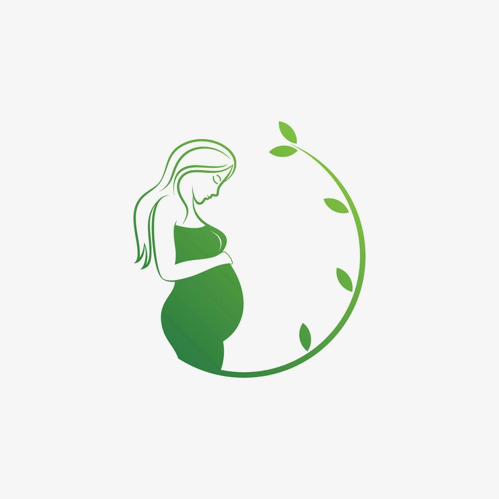 Pregnant woman icon logo design vector illustration with creative element concept