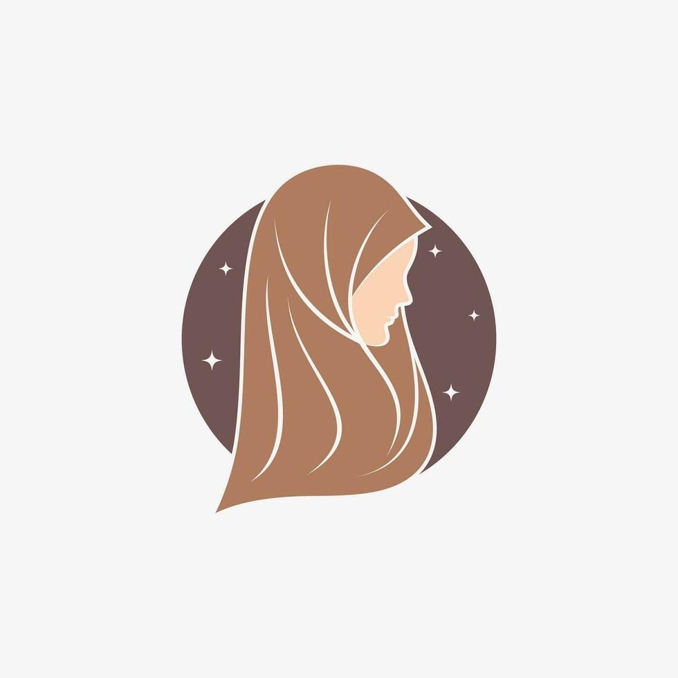 Hijab logo design template for muslim woman fashion with creative element concept vector
