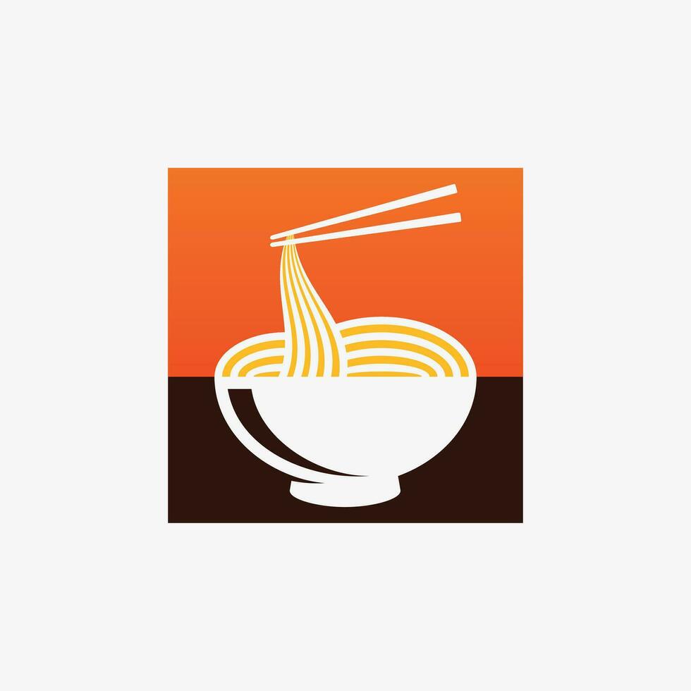 Noodles logo design template for ramen restaurant with creative element concept vector