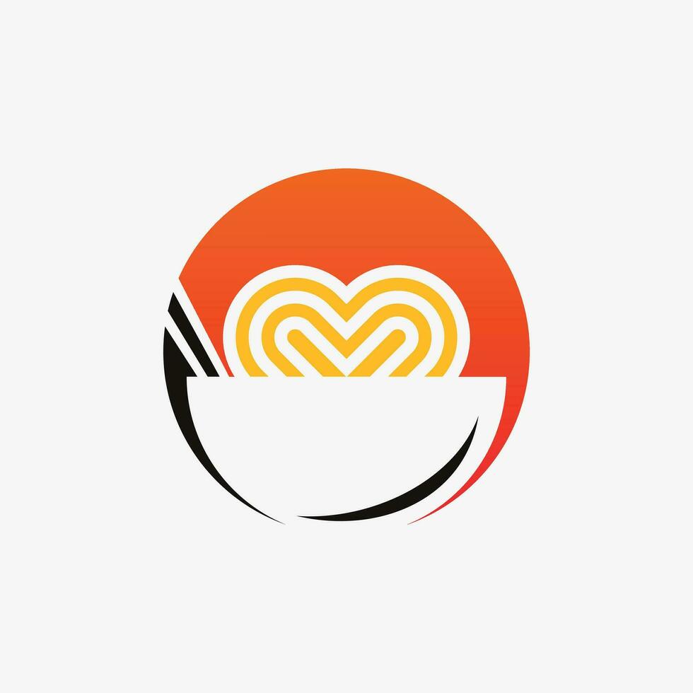 Noodles logo design template for ramen restaurant with creative element concept vector