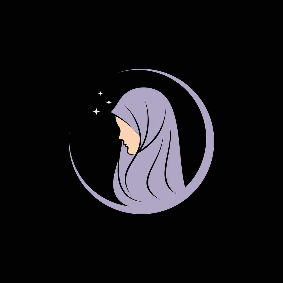 Hijab logo design template for muslim woman fashion with creative element concept vector