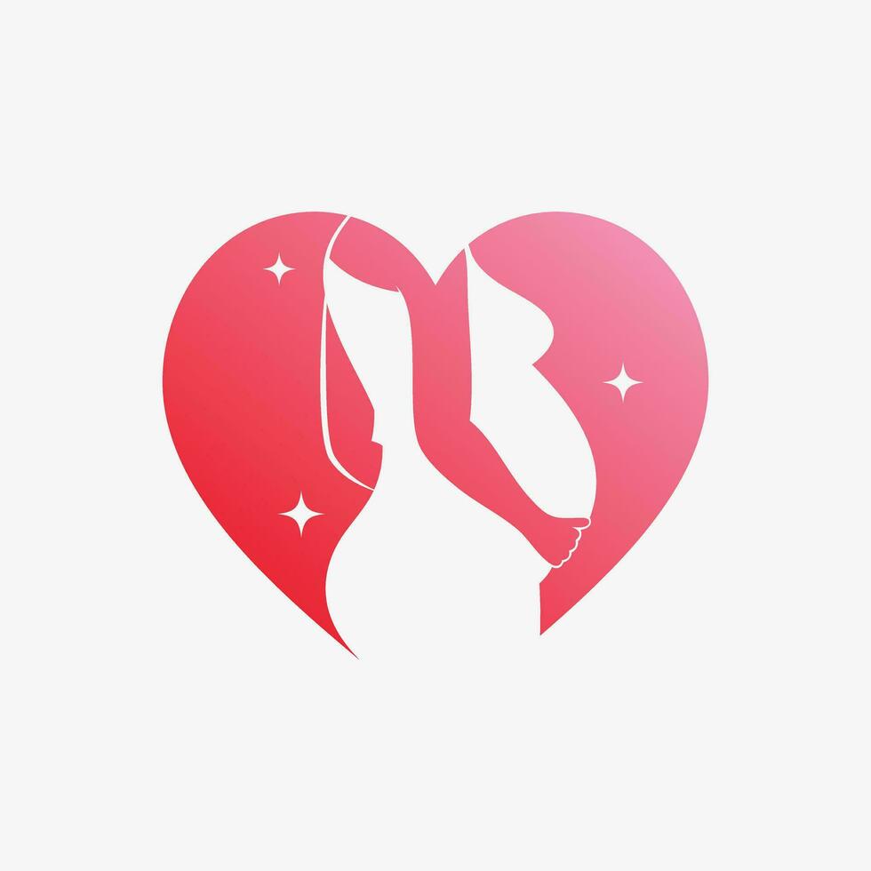 Pregnant woman icon logo design vector illustration with creative element concept