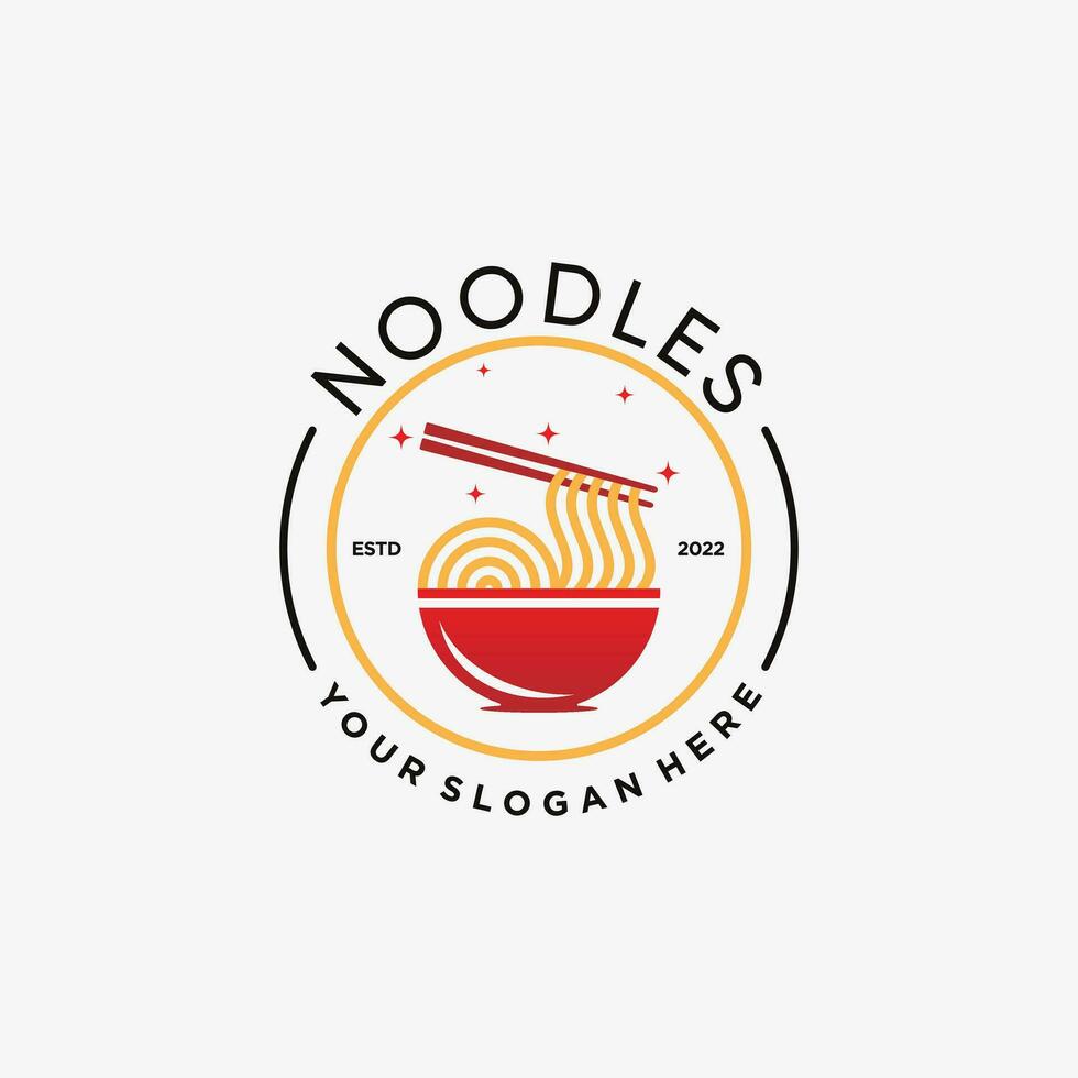 Noodles logo design template for ramen restaurant with creative element concept vector