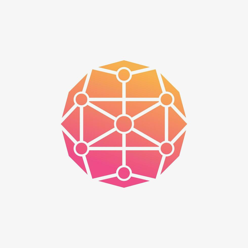 World tech logo design with line art and square concept vector