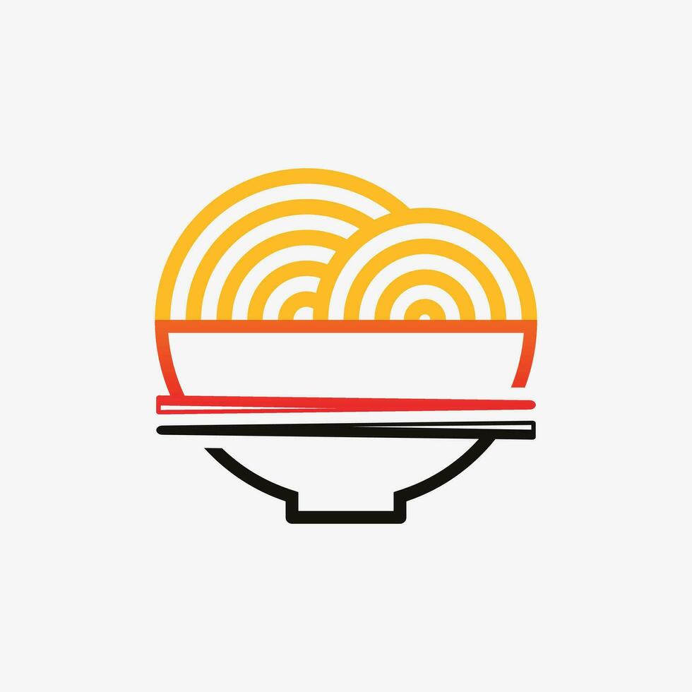 Noodles logo design template for ramen restaurant with creative element concept vector