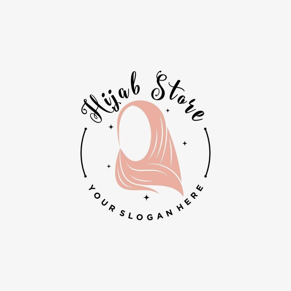 Hijab logo design template for muslim woman fashion with creative element concept vector