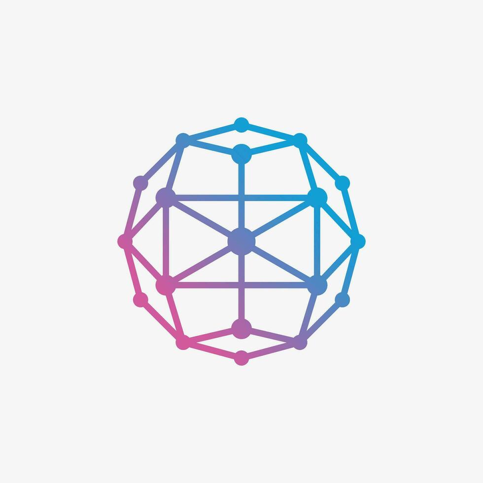 World tech logo design with line art and square concept vector