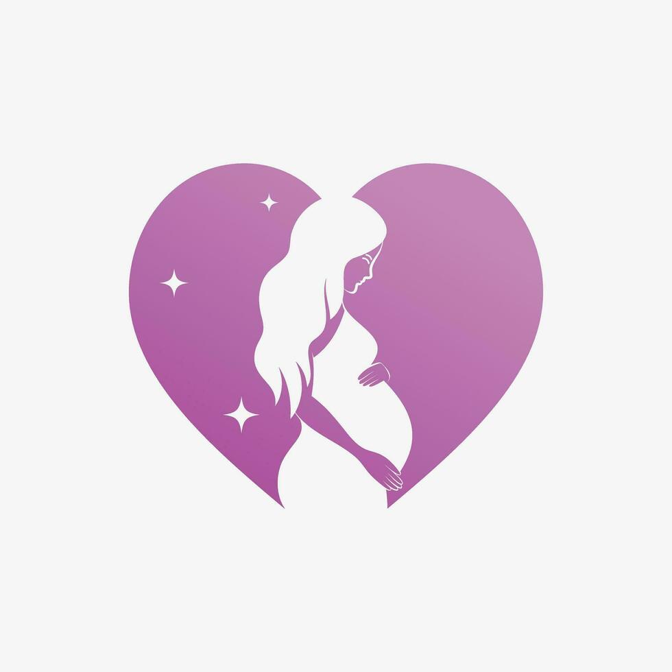 Pregnant woman icon logo design vector illustration with creative element concept
