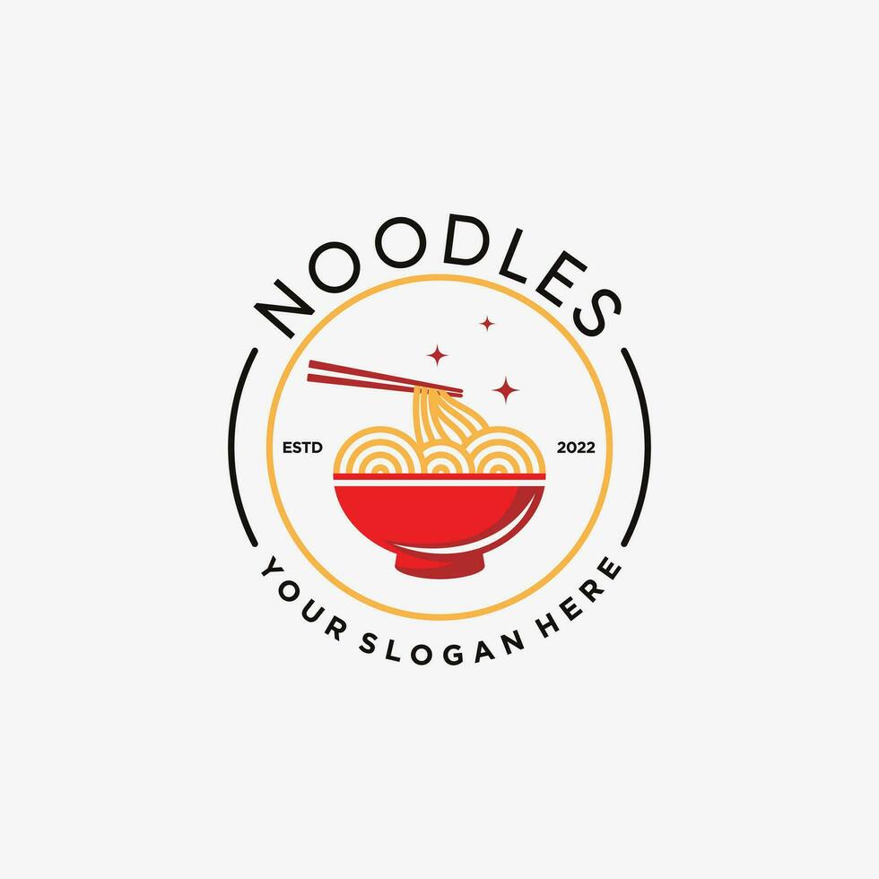 Noodles logo design template for ramen restaurant with creative element concept vector