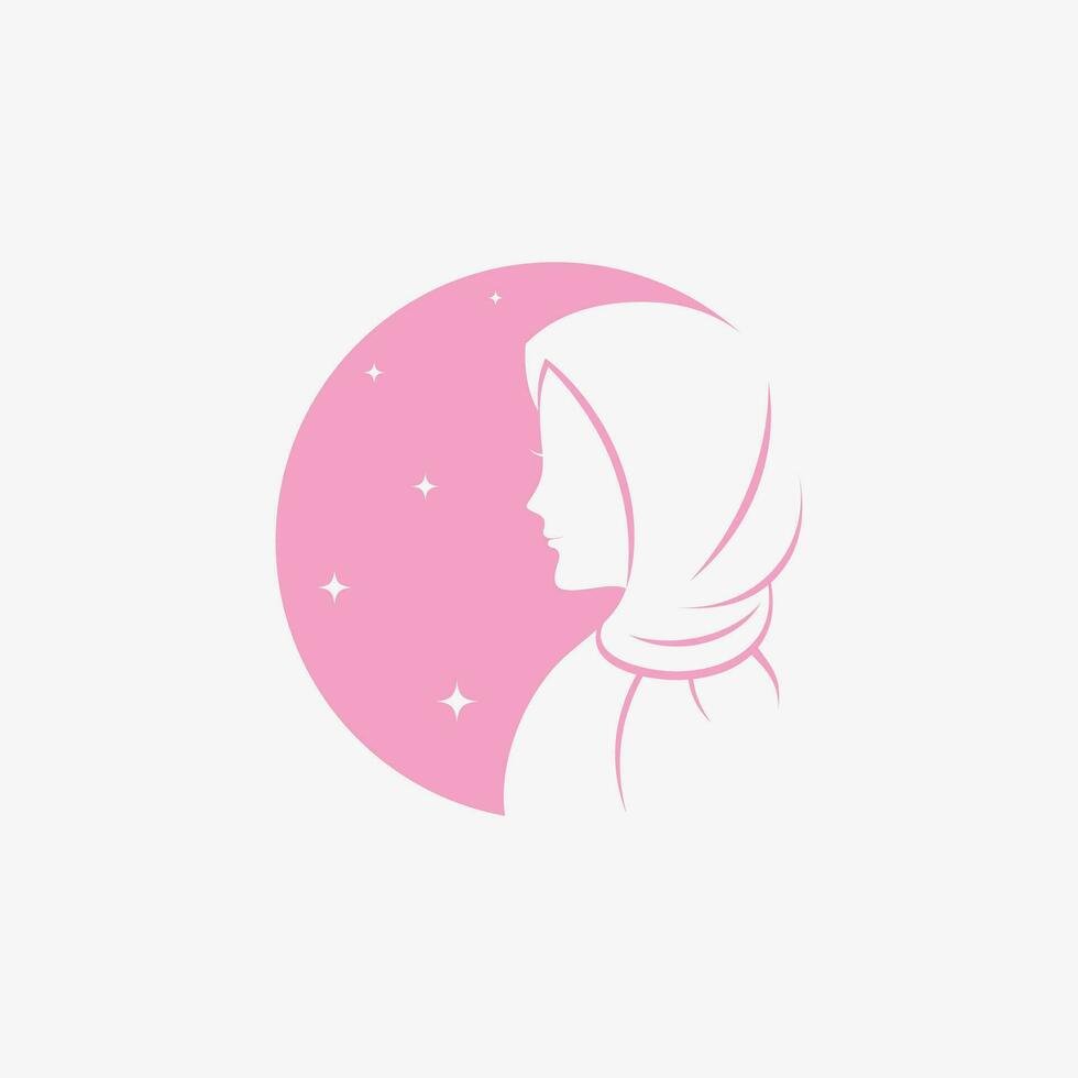 Hijab logo design template for muslim woman fashion with creative element concept vector