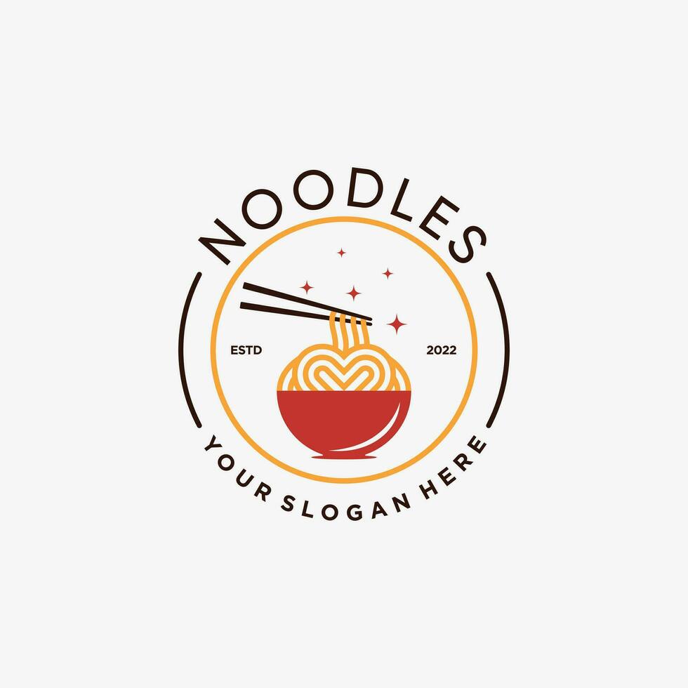 Noodles logo design template for ramen restaurant with creative element concept vector