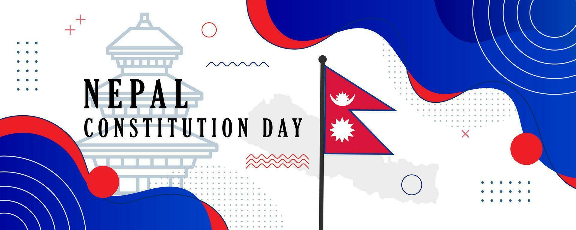 Nepal constitution day banner for independence day anniversary. Flag of Nepal and modern geometric retro abstract design. vector