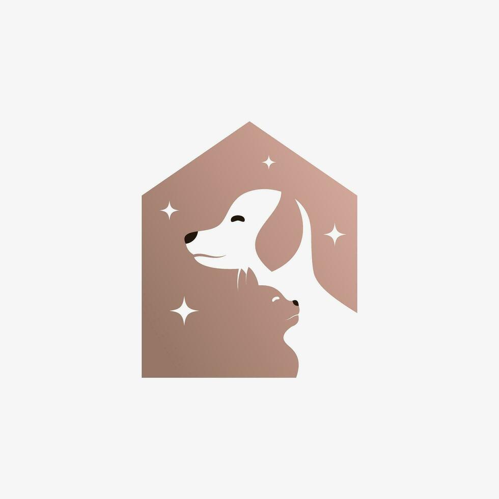 Pet house logo design with dog cat icon logo and creative element concept vector