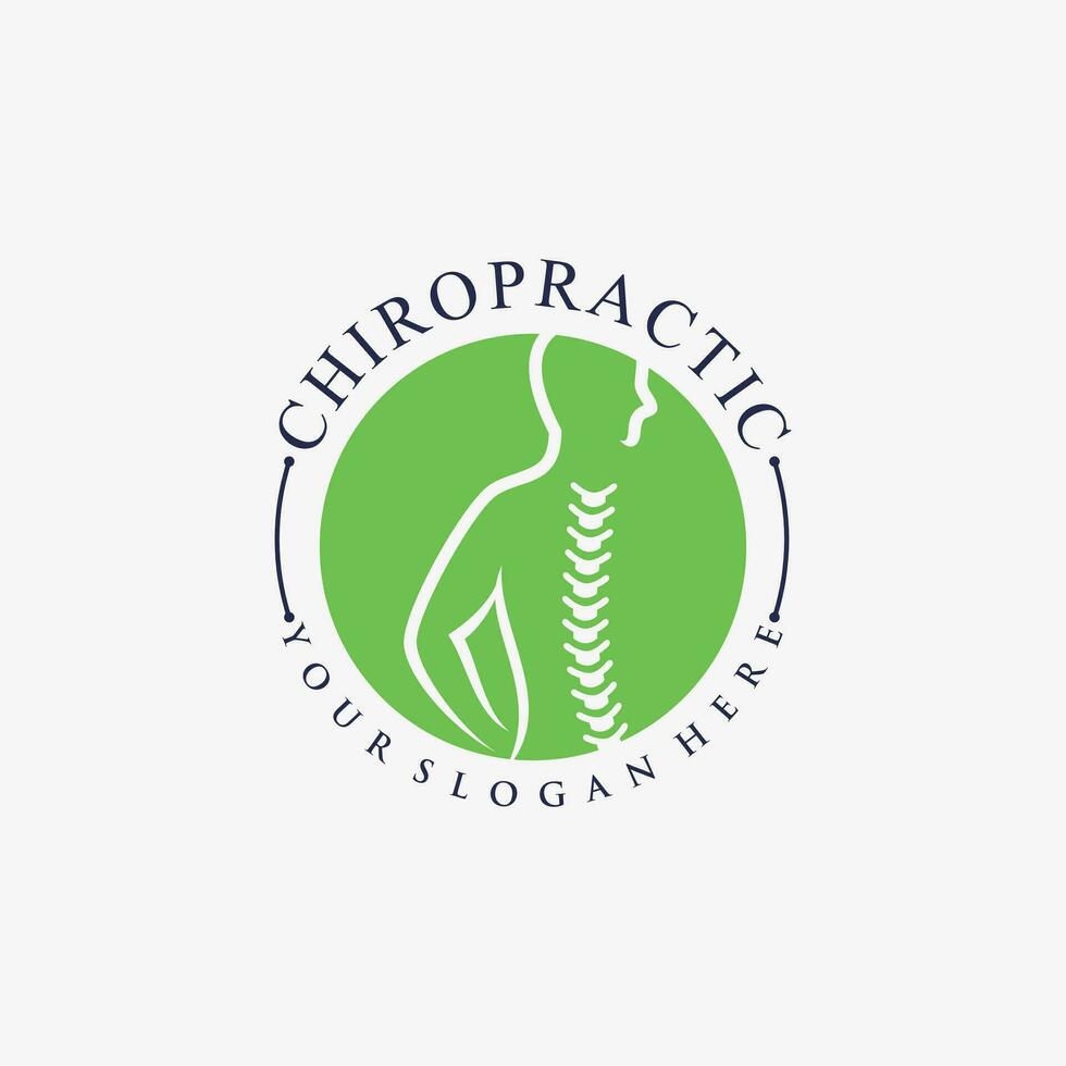 Chiropractic logo design vector spinal backbone icon logo with creative element concept