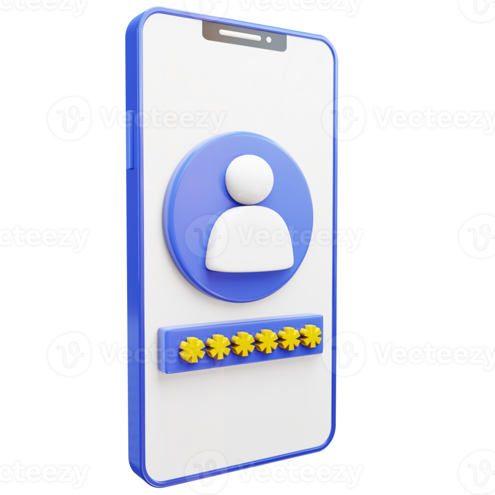 3d smartphone with a security account png