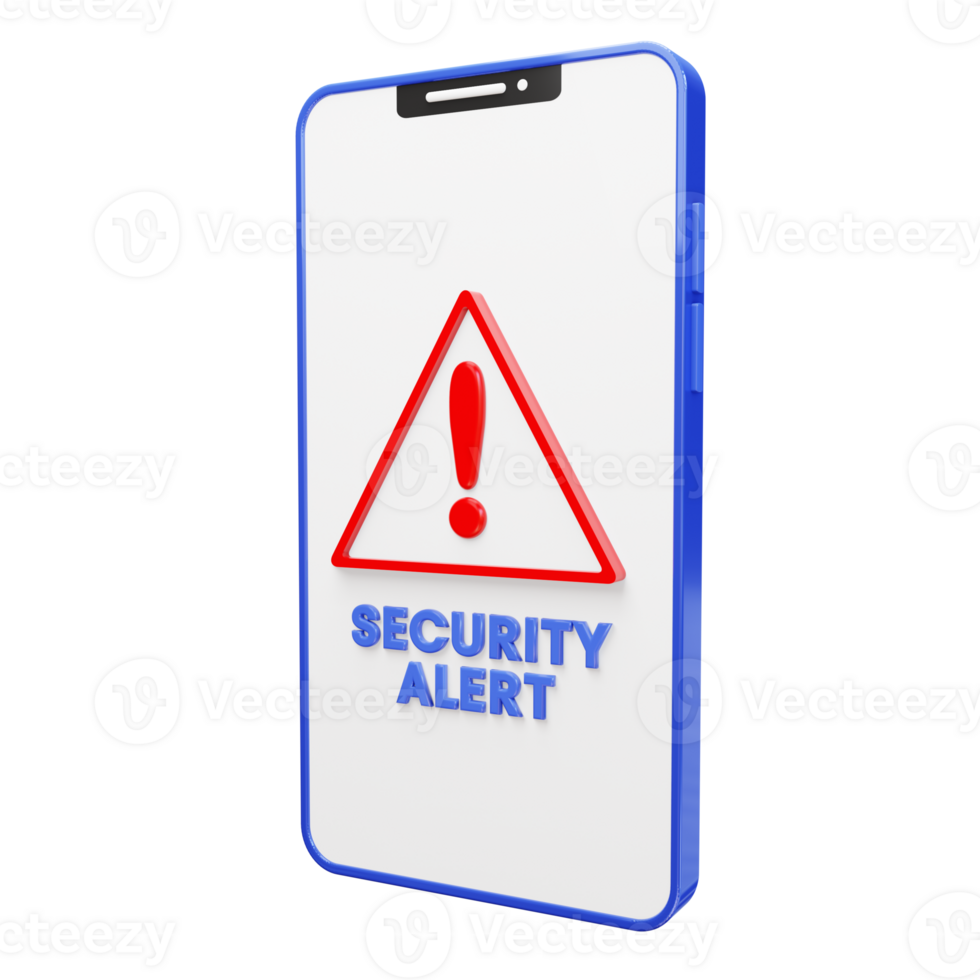 3D render of security alert on smartphone png