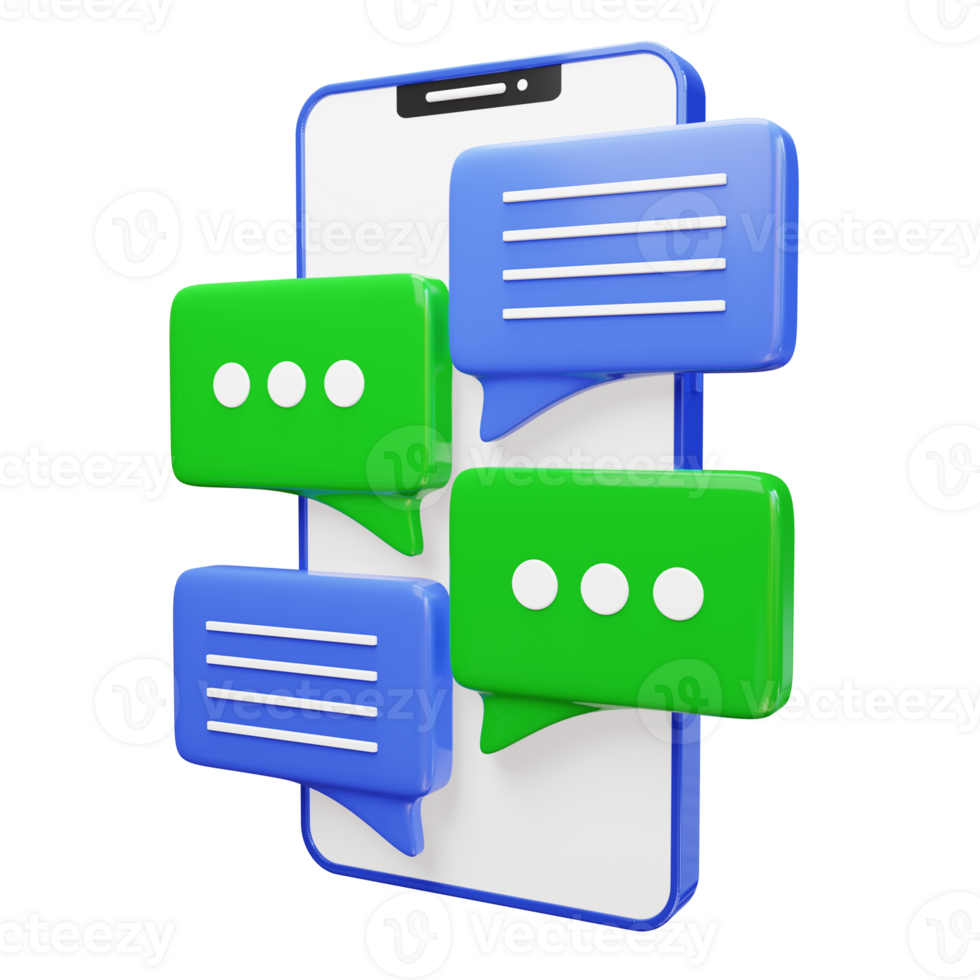 3D object of messages or notifications on the smartphone png