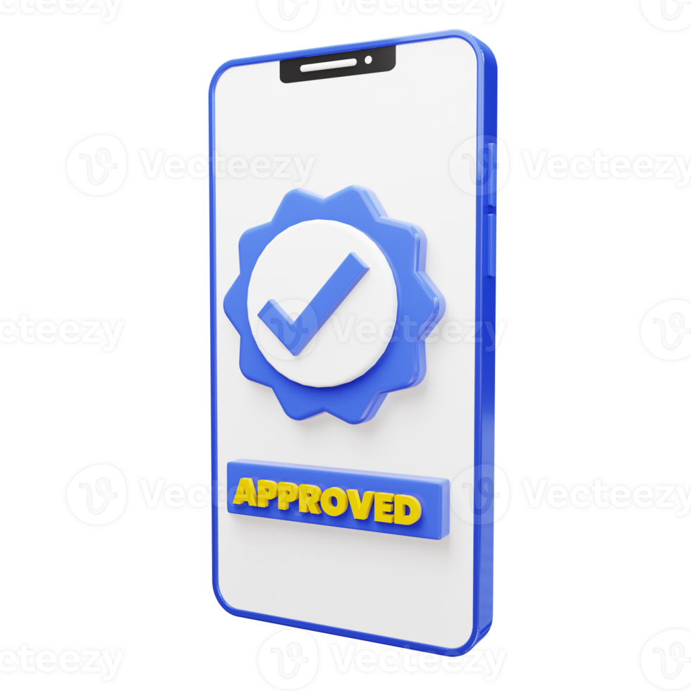 3d object of approved icon with a checklist verification on a smartphone png