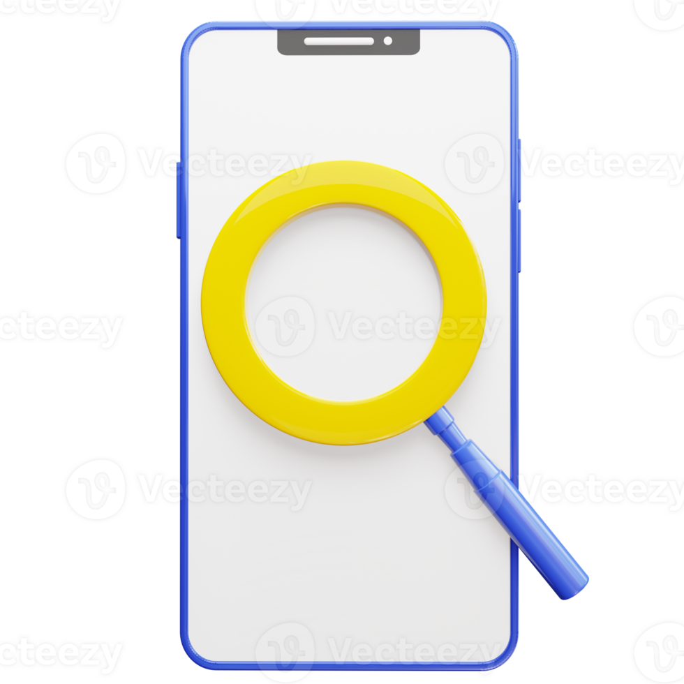 3d icon of search on smartphone png