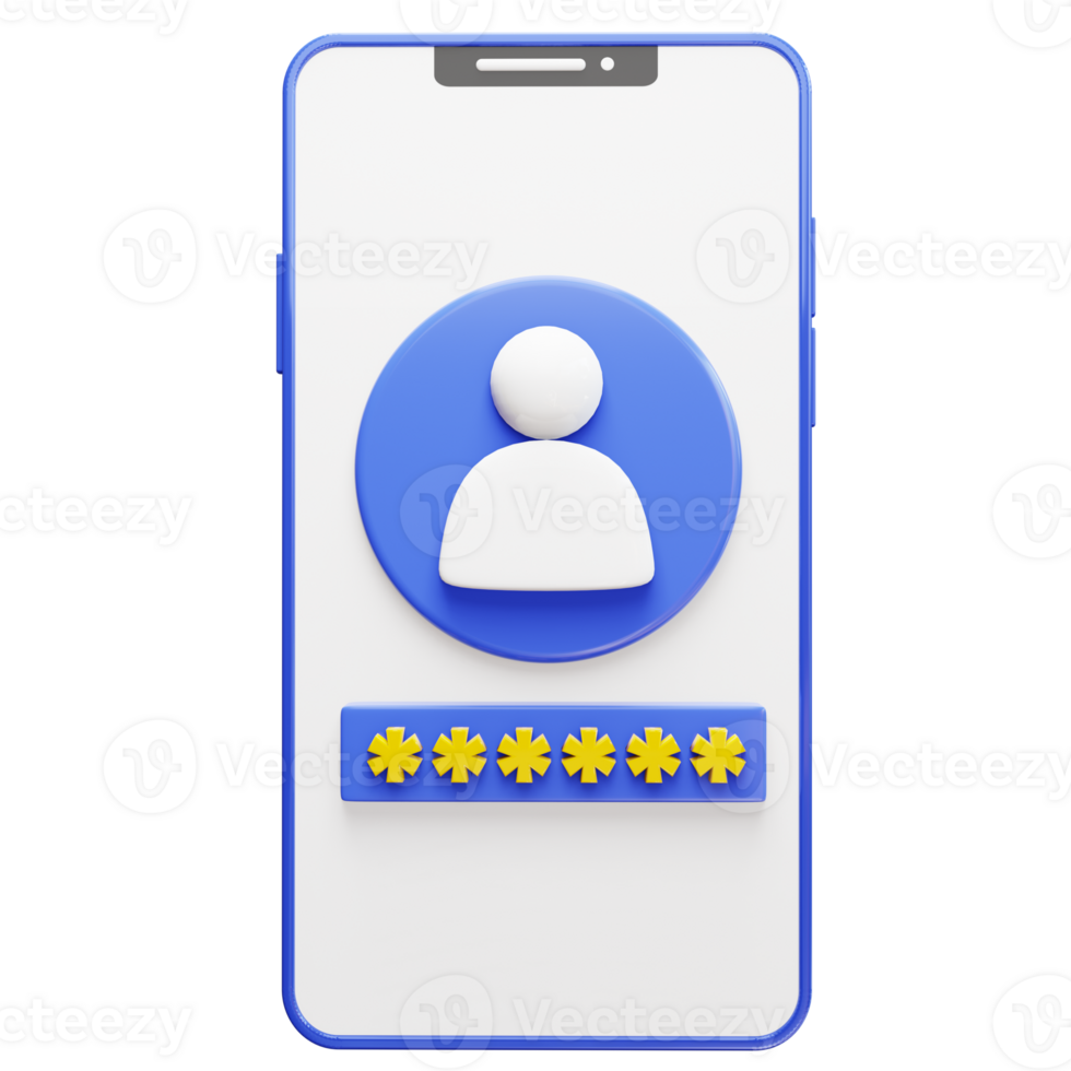 3d teléfono inteligente con un seguridad cuenta png