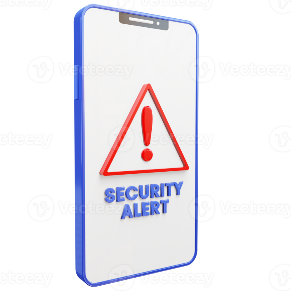 3D render of security alert on smartphone png