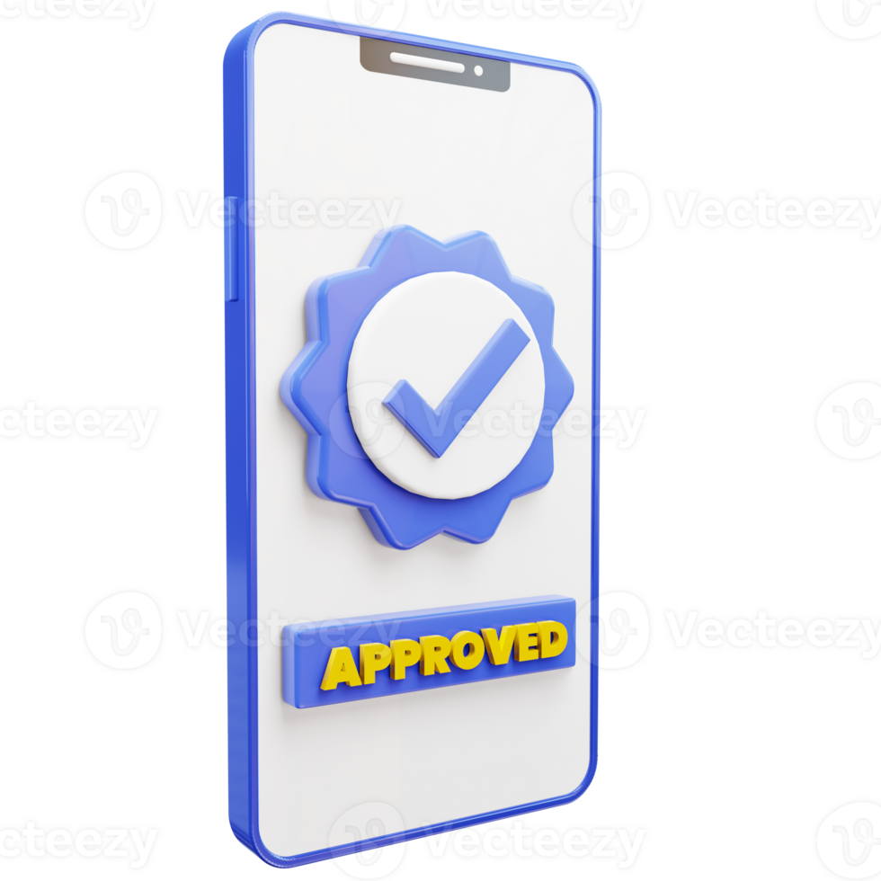 3d objeto do aprovado ícone com uma lista de controle verificação em uma Smartphone png