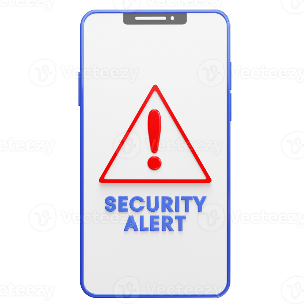 3D render of security alert on smartphone png