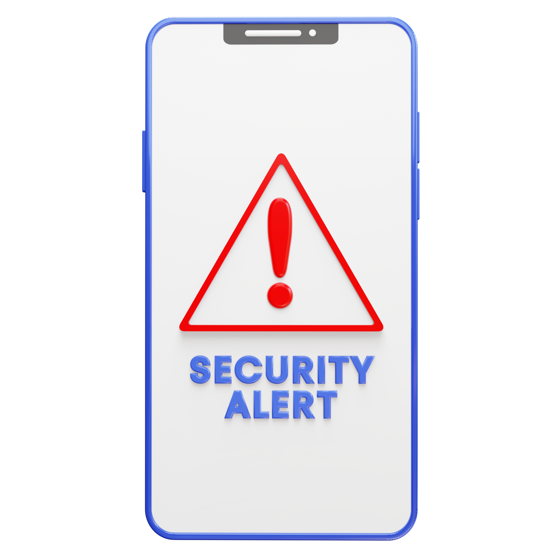 3D render of security alert on smartphone 30778296 PNG