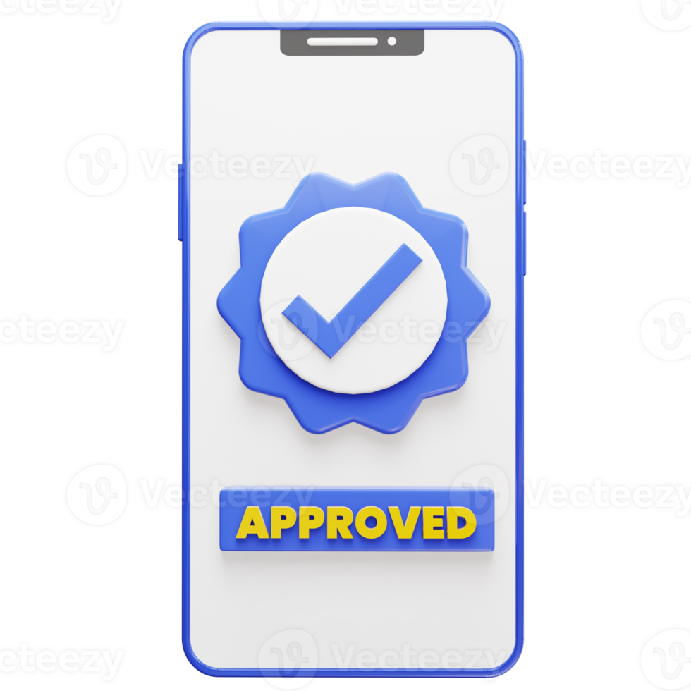 3d objeto do aprovado ícone com uma lista de controle verificação em uma Smartphone png