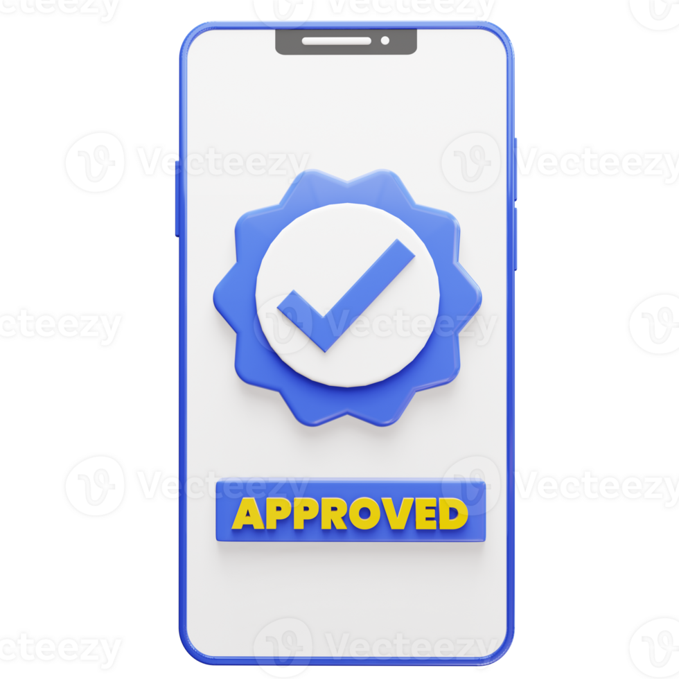 3d object of approved icon with a checklist verification on a smartphone png
