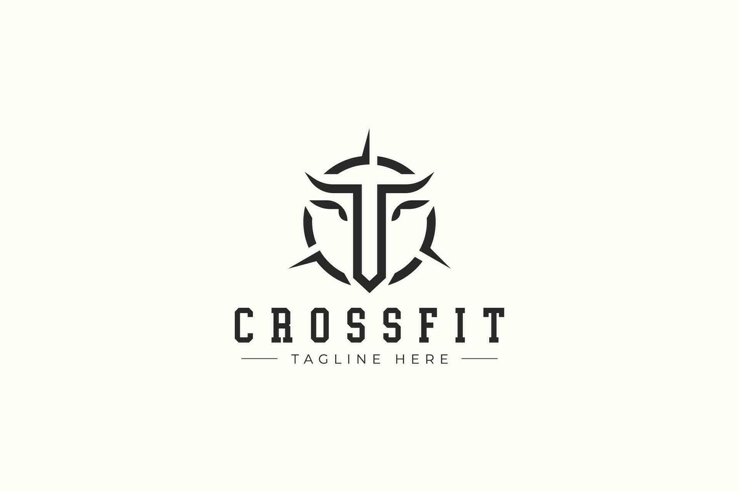 Crossfit Business Fitness Cross Fit Gym Weightlifting with Letter C Abstract Shape Head Bull Bison Buffalo vector
