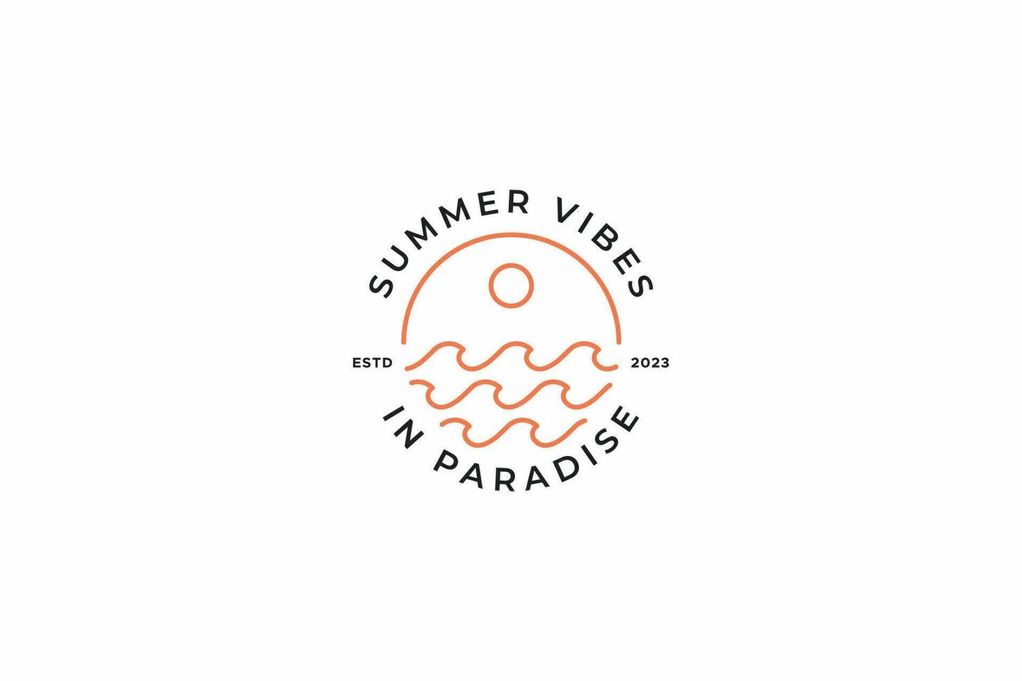 Summer Vibes In Paradise Logo Badge for Business Clothing Store Illustration Concept vector