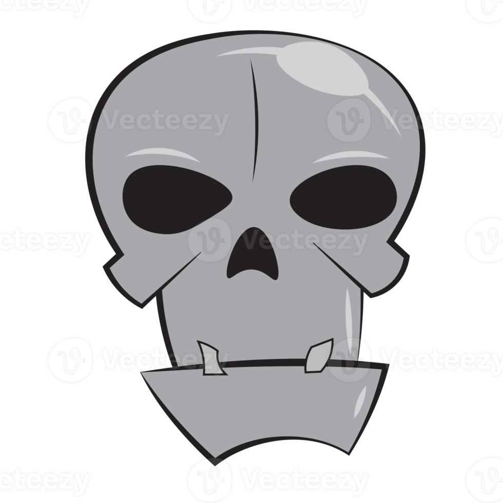 Hand draw human halloween skull png