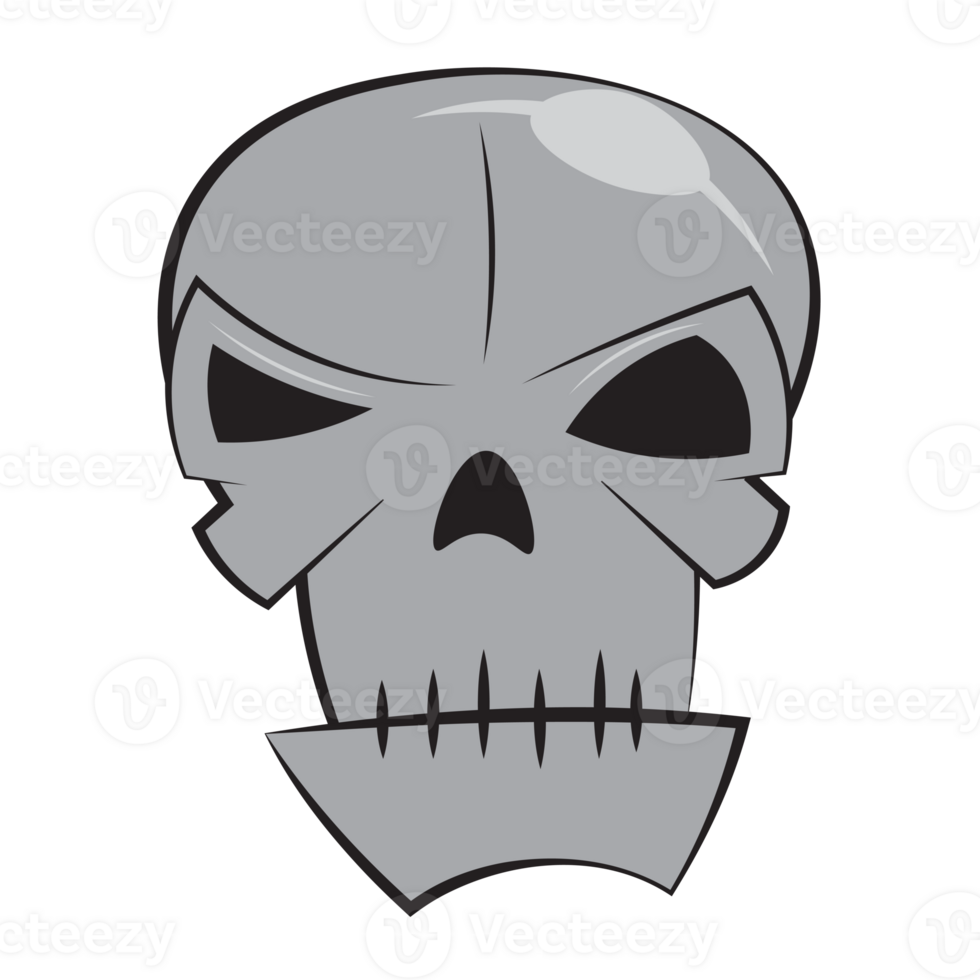 Hand draw human halloween skull png