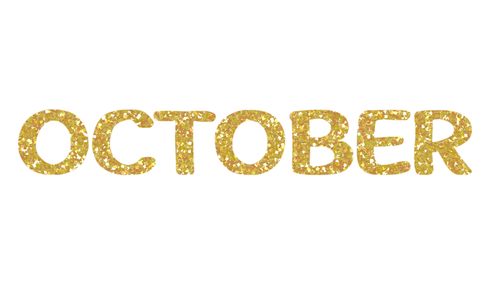 Gold glitter OCTOBER Letters Icon. October sign. Design for decorating, background, wallpaper, illustration. png