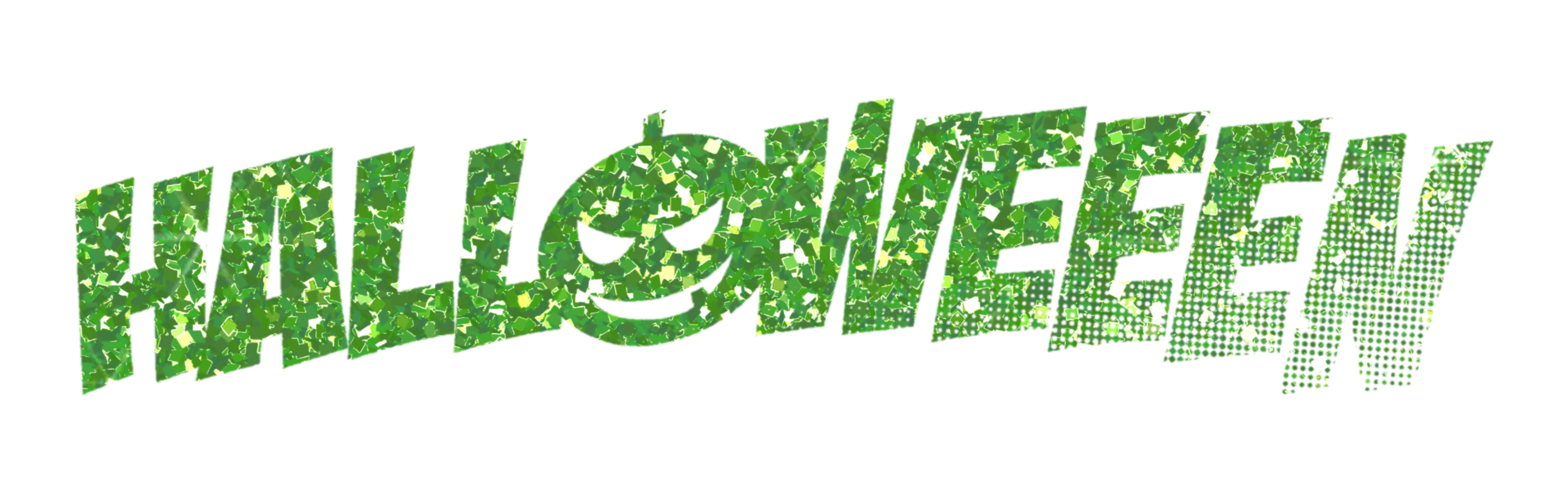 Green glitter word halloween on transparent background. Halloween icon. Design for decorating,background, wallpaper, illustration. png