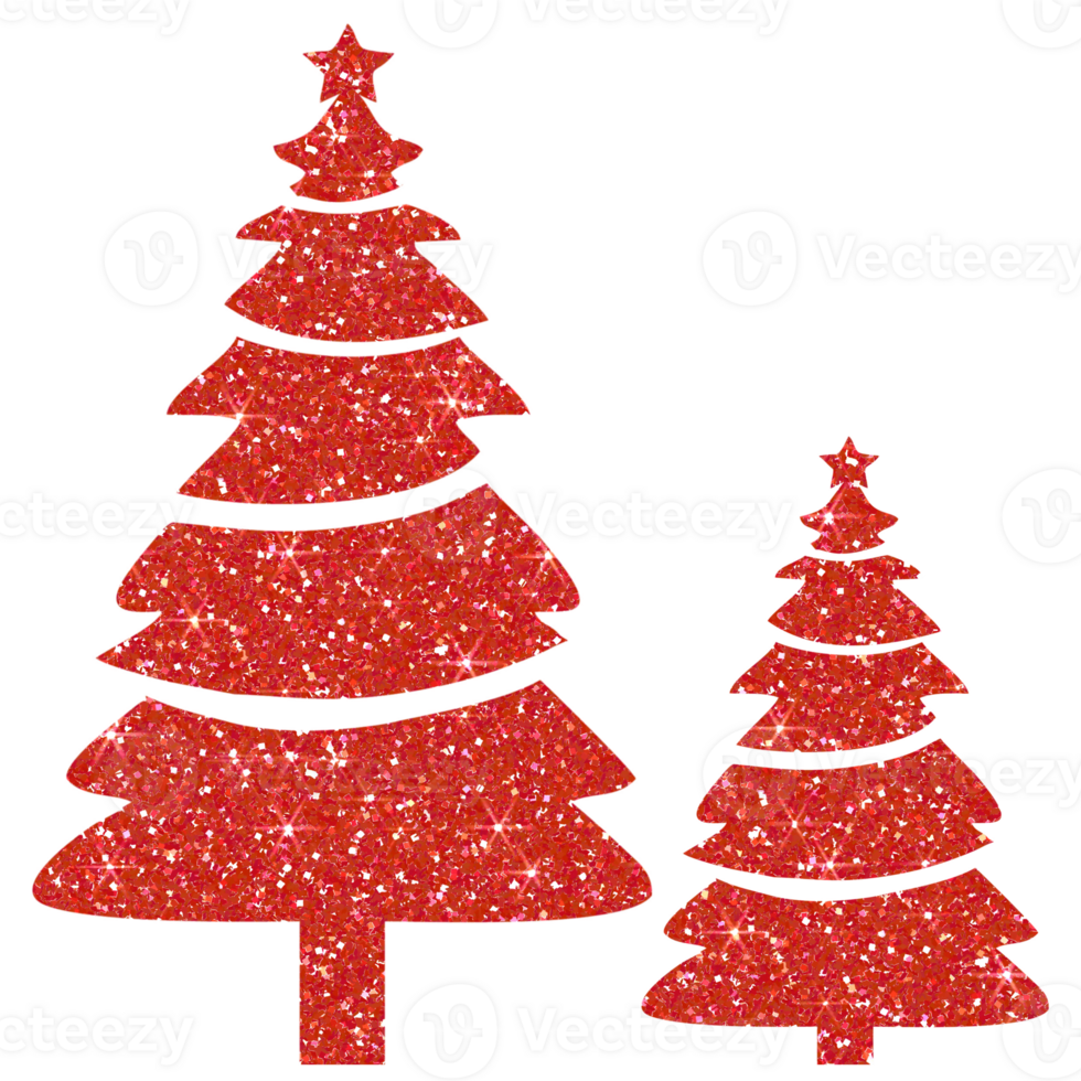 Red christmas tree glitter on transparent background. Christmas icon.Design for decorating,background, wallpaper, illustration png