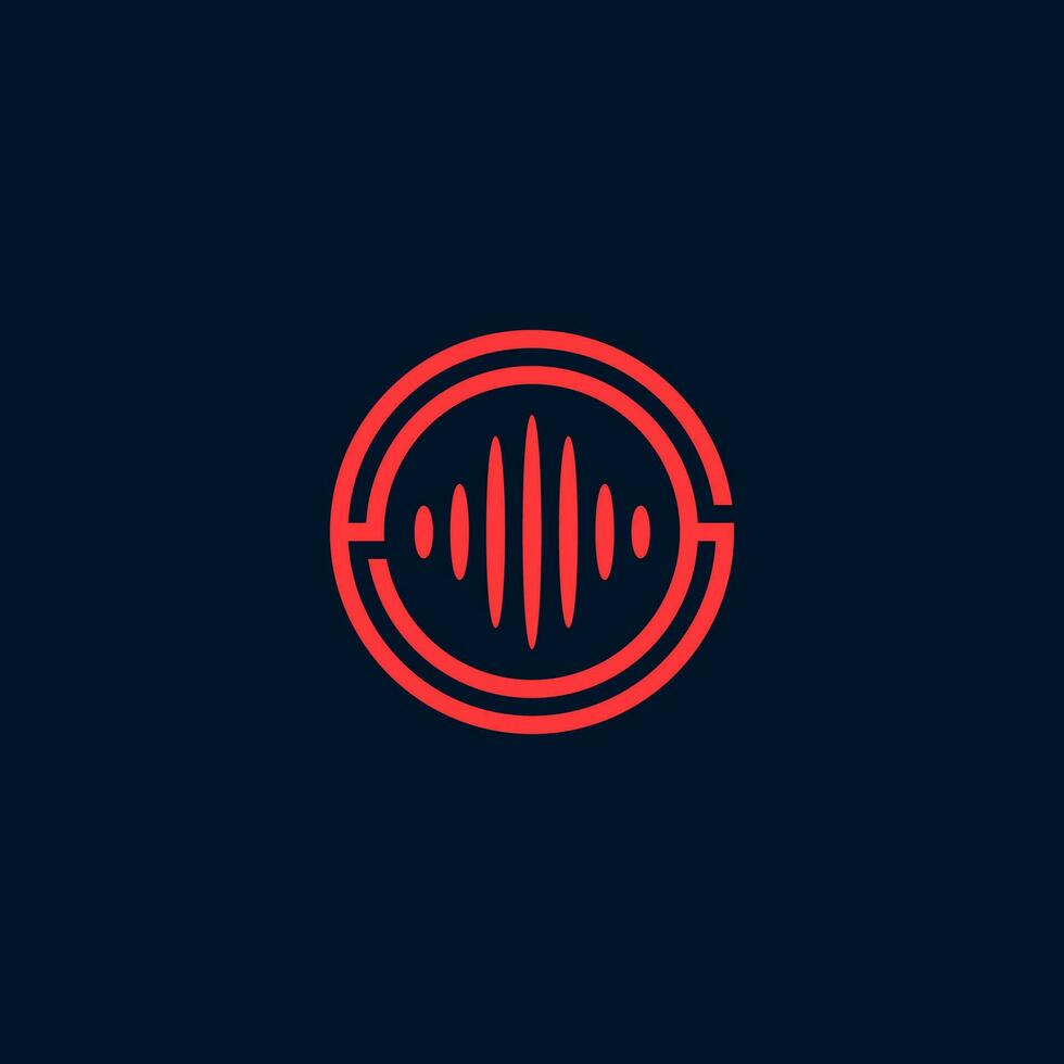 sound wave in circle logo design vector