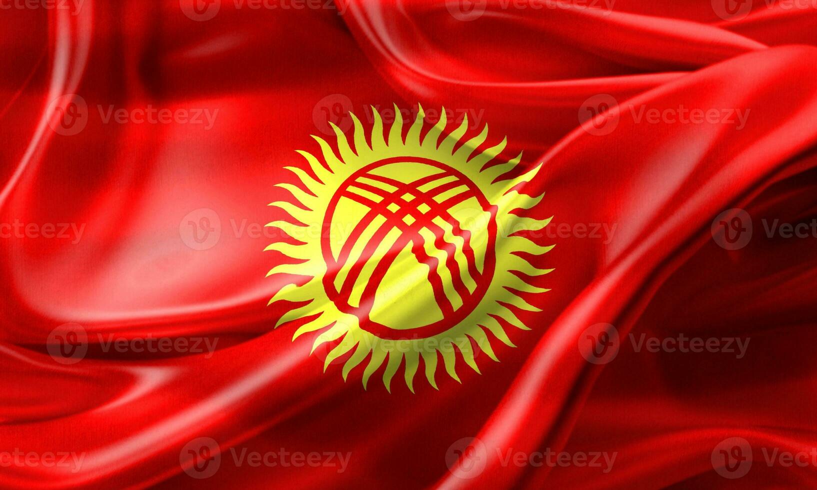 3D-Illustration of a Kyrgyzstan flag - realistic waving fabric flag photo