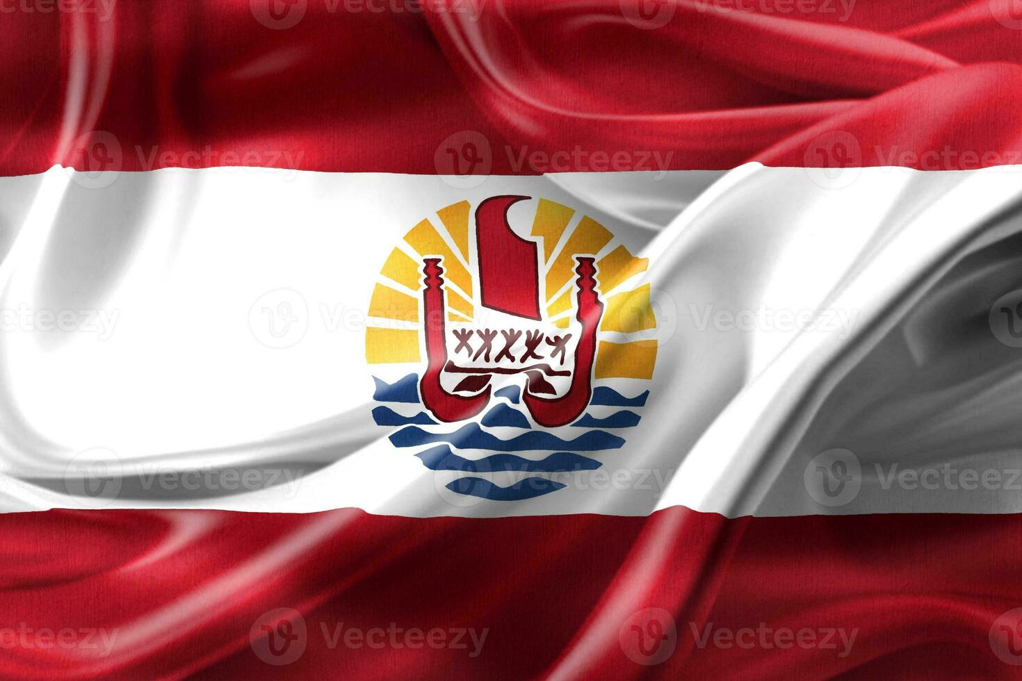 3D-Illustration of a French Polynesia flag - realistic waving fabric flag photo
