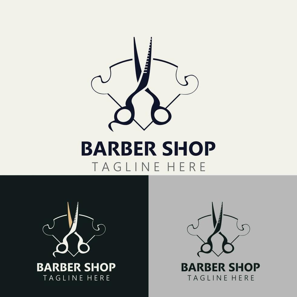 Barbero logo diseño cortar con tijeras icono modelo. moderno sencillo diseño. peluquería herramientas y peluquería. vector ilustración