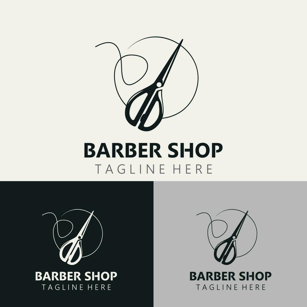Barbero logo diseño cortar con tijeras icono modelo. moderno sencillo diseño. peluquería herramientas y peluquería. vector ilustración
