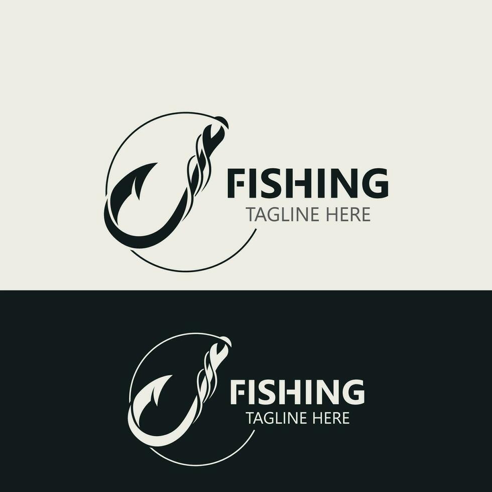 Hook Fishing logo simple and modern vintage rustic vector design style template illustration