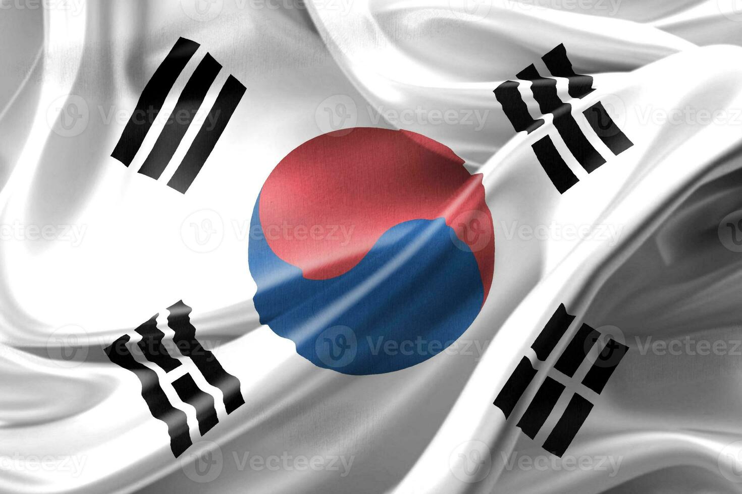 3D-Illustration of a South Korea flag - realistic waving fabric flag photo