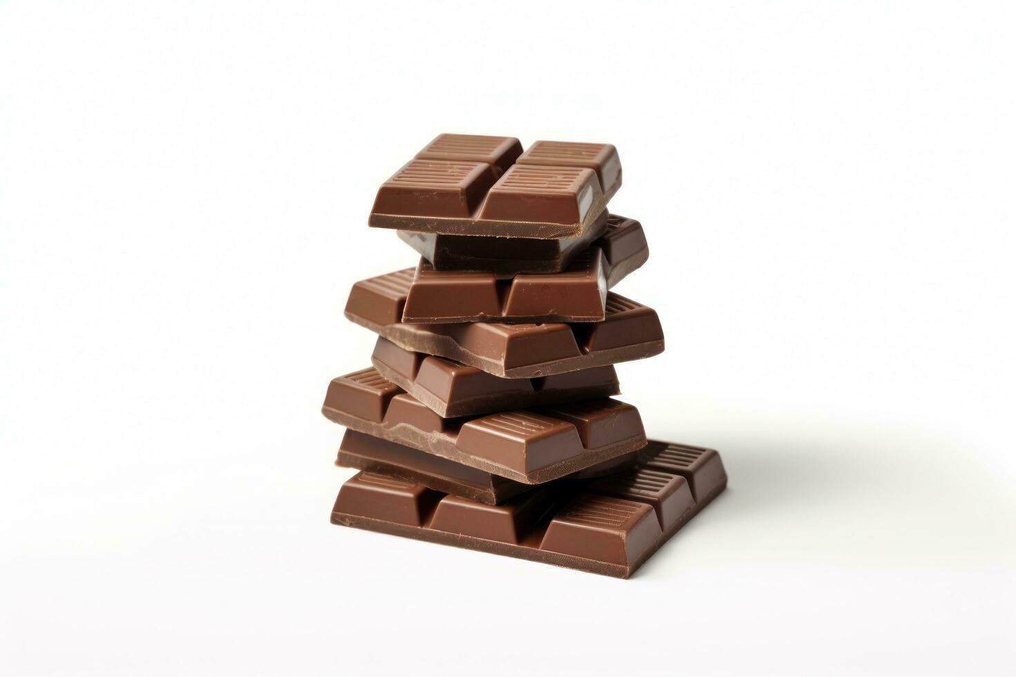 a stack of chocolate bars sitting on top of each other isolated on a white background photo