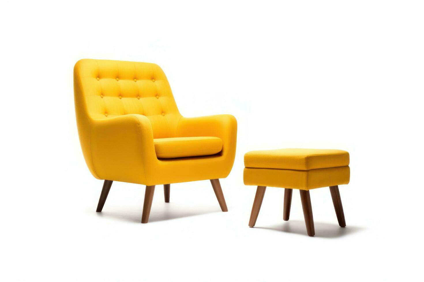 A yellow armchair and ottoman on a white background AI Generated photo