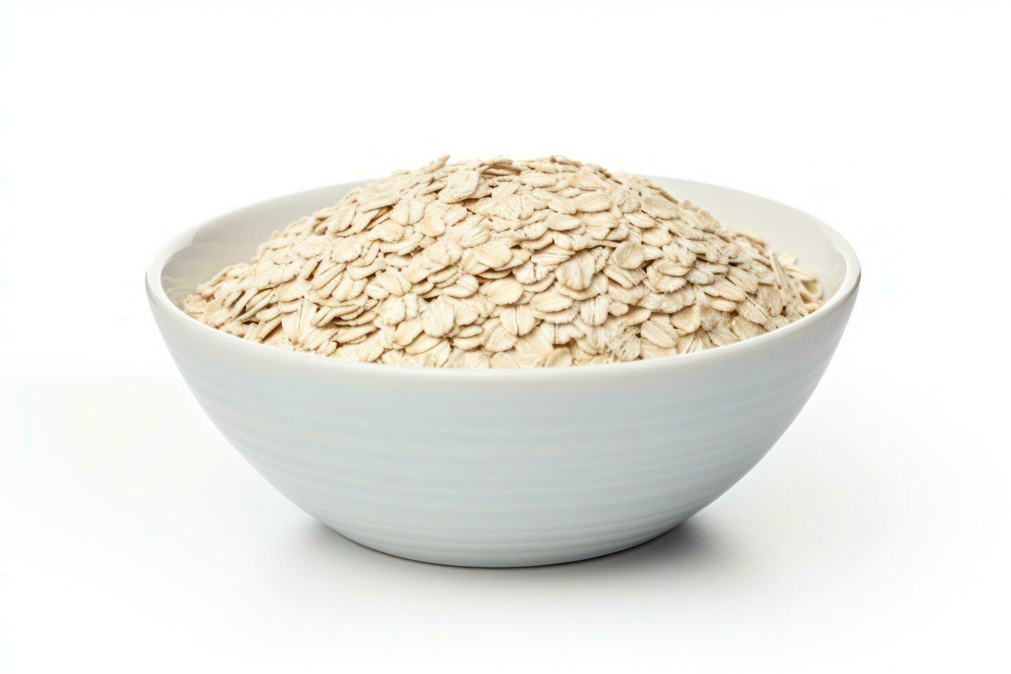 Rolled oats in a bowl on a white background AI Generated photo