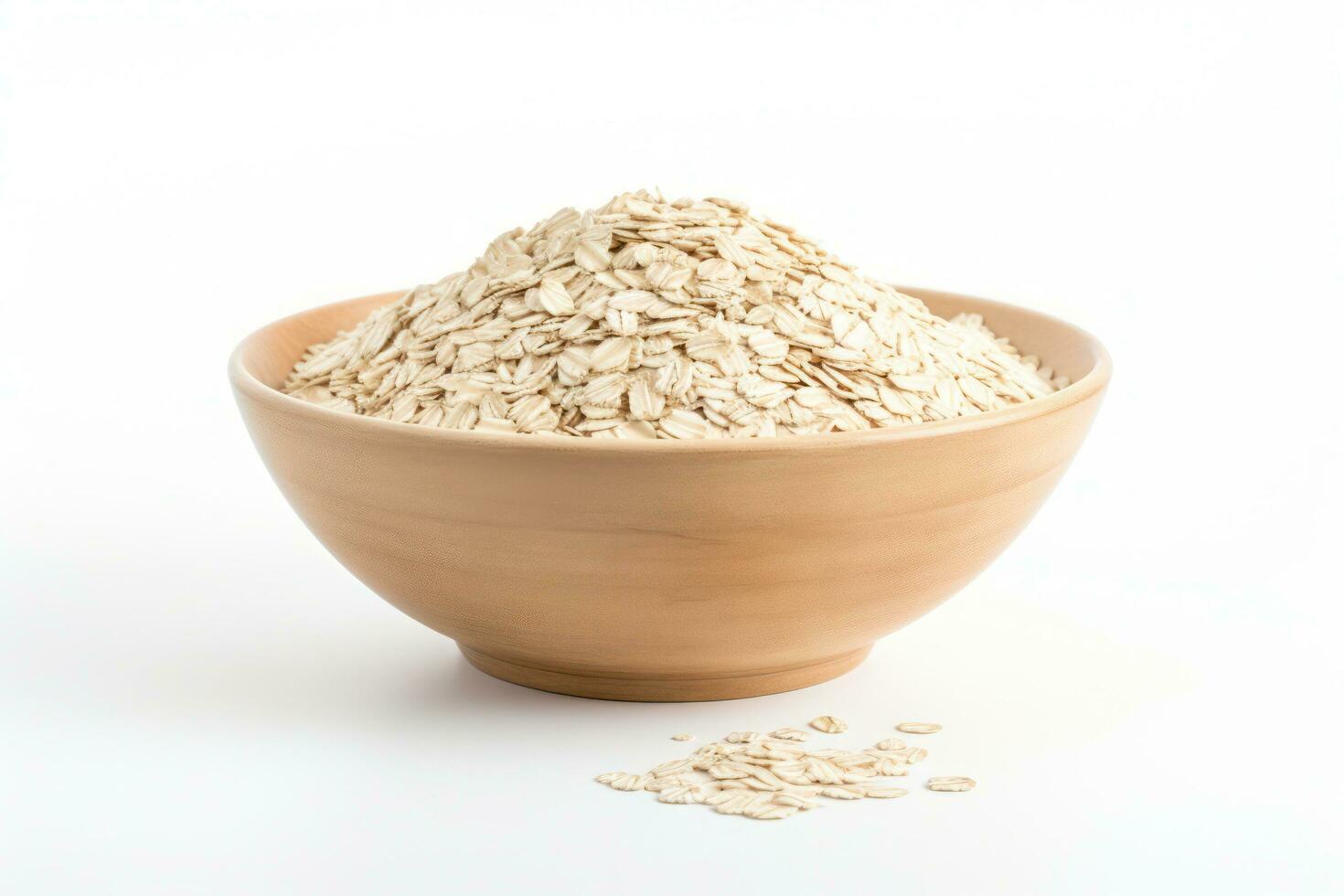 Rolled oats in a bowl on a white background AI Generated photo