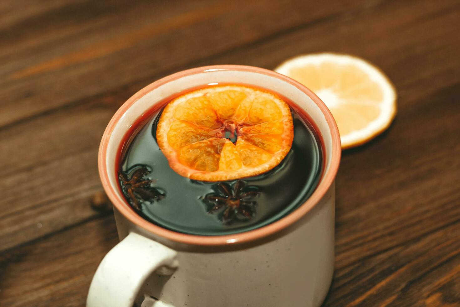 Spicy hot mulled wine drink made from red wine photo