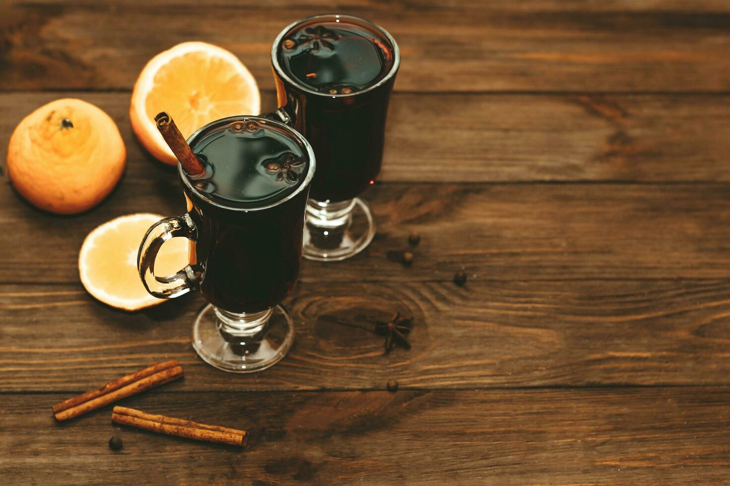 Spicy hot mulled wine drink made from red wine photo